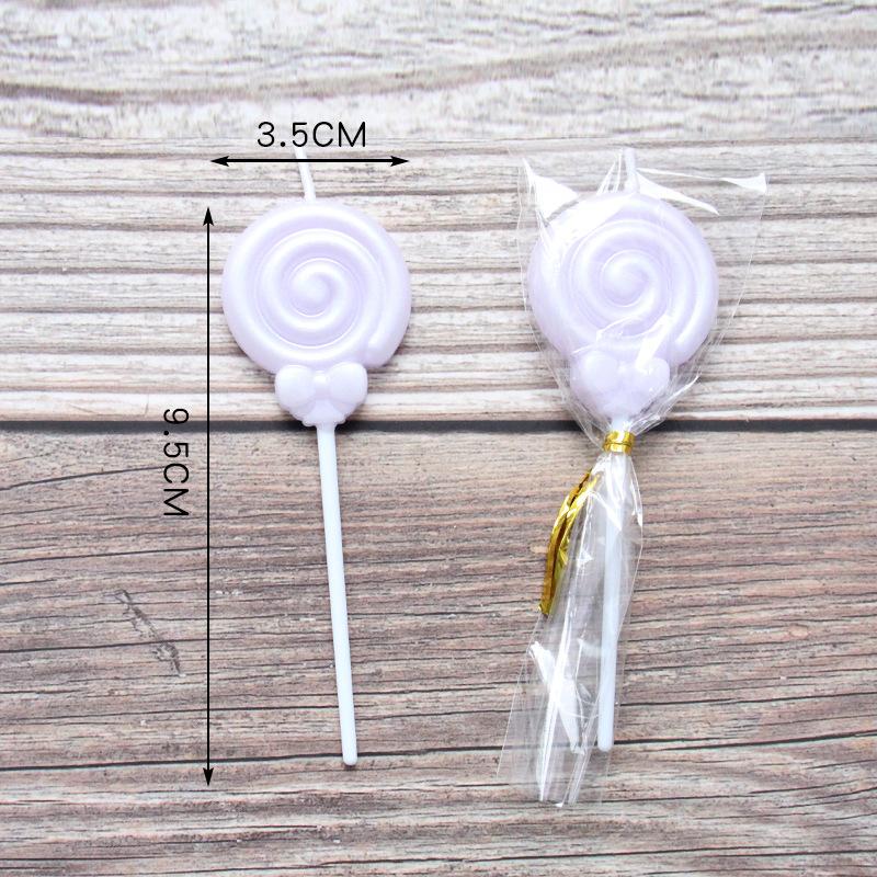 Свеча с одним бантом Красивое украшение для торта Втыкаемая Розовая и белая Мультяшная свеча-леденец на день рождения purple single lollipop candle