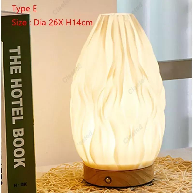 7 Вт настольная лампа из дерева для спальни, перезаряжаемая через USB, прикроватная лампа, бесступенчатая регулировка яркости, светодиодный настольный светильник, украшение для дома на Рождество USB Plug