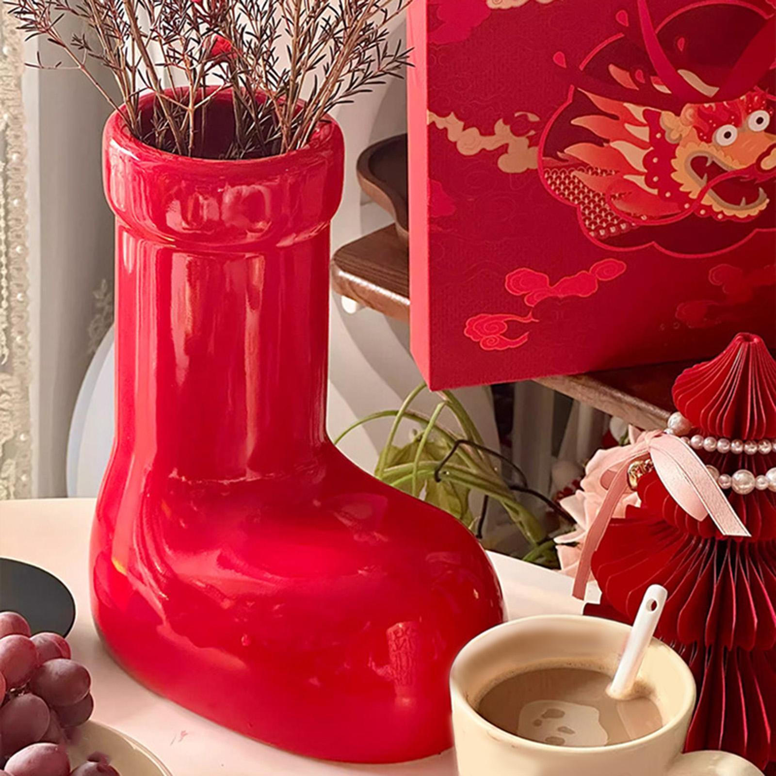 Керамическая рождественская ваза с красными сапогами, уникальное скандинавское цветочное украшение, подставка для растений, для прихожей, L 21cmx14cmx25cm
Керамическая рождественская ваза с красными сапогами, уникальное скандинавское цветочное украшение, подставка для растений, для прихожей, L 21cmx14cmx25cm