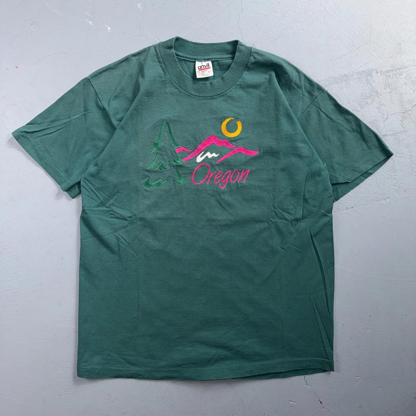 Oregon Anvil 90s VTG T Shirt Single Stitch Green Embroidery USA Trees Mountain 2XL
Oregon Anvil 90s VTG T Shirt Single Stitch Green Embroidery USA Trees Mountain 2XL