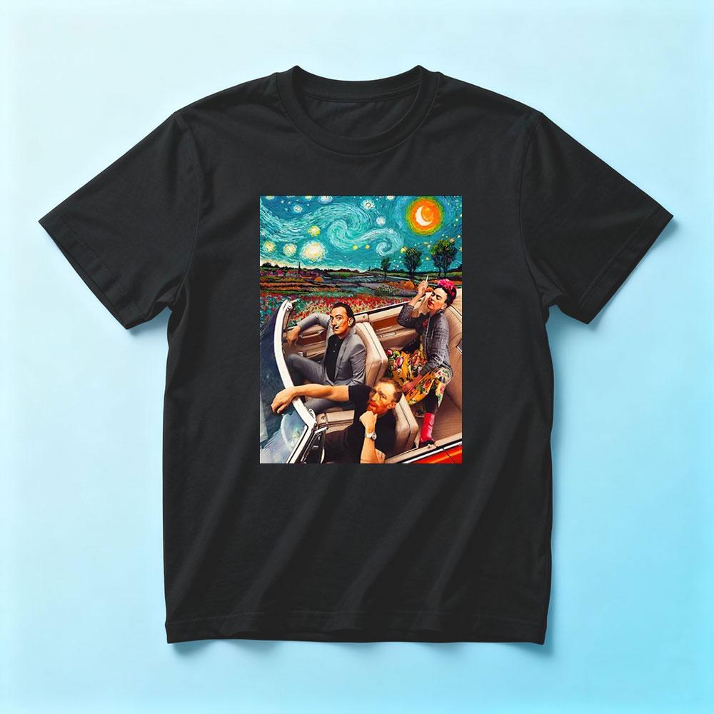 Salvador Dali and Vincent Van Gogh and Frida Kahlo in Car Starry Night Classic T-Shirt Frida Kahlo Shirt Men Women 3XL
Salvador Dali and Vincent Van Gogh and Frida Kahlo in Car Starry Night Classic T-Shirt Frida Kahlo Shirt Men Women 3XL