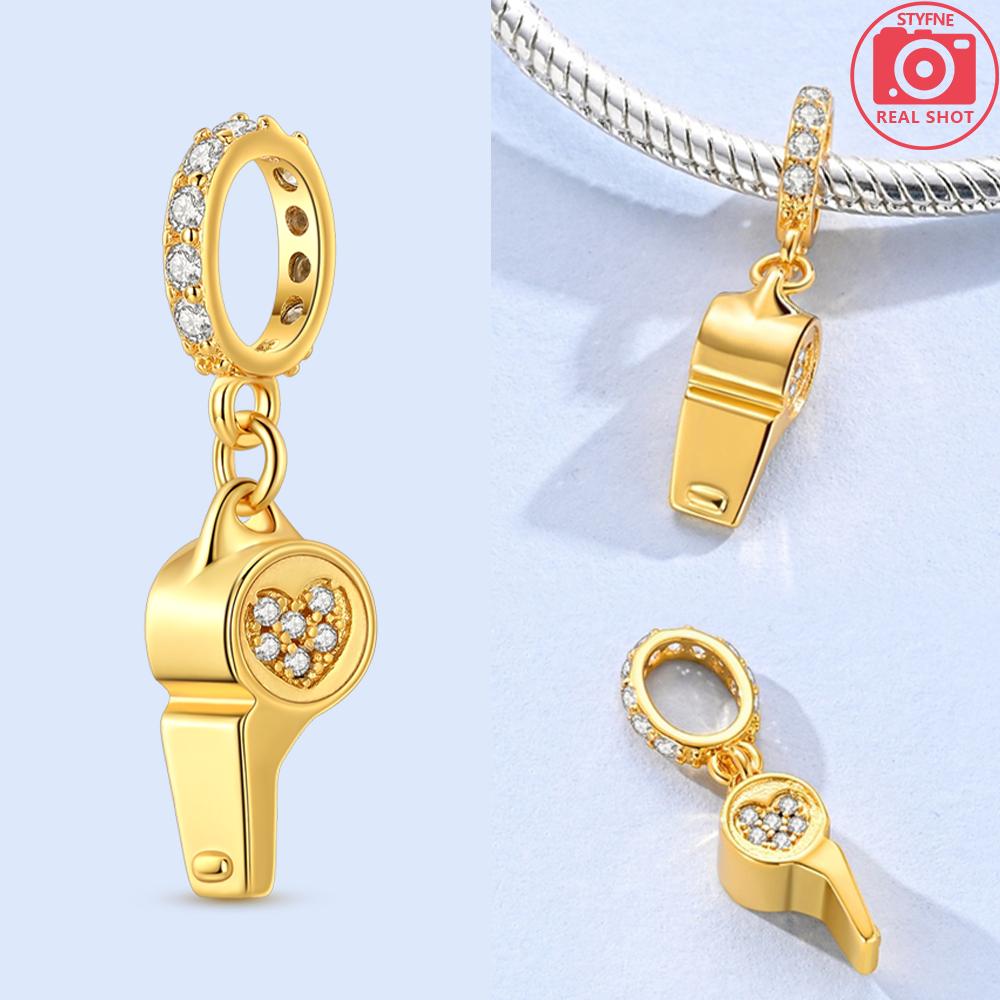 Golden Charms 925 Silver Shiny Zircon Beads Whistle Pendant Fit DIY Bracelet Necklace Fashion Jewelry Gift Making
Golden Charms 925 Silver Shiny Zircon Beads Whistle Pendant Fit DIY Bracelet Necklace Fashion Jewelry Gift Making