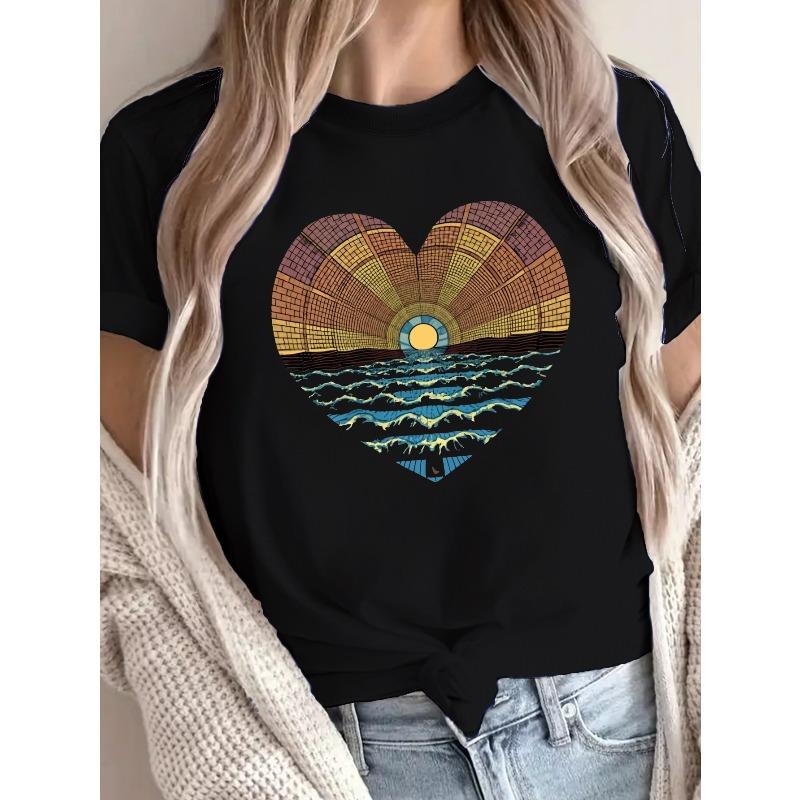 European Size Heart Print Crew Neck T-shirt, Casual Short Sleeve Top For Spring & Summer, Women s Clothing 4XL чорний
European Size Heart Print Crew Neck T-shirt, Casual Short Sleeve Top For Spring & Summer, Women s Clothing 4XL чорний