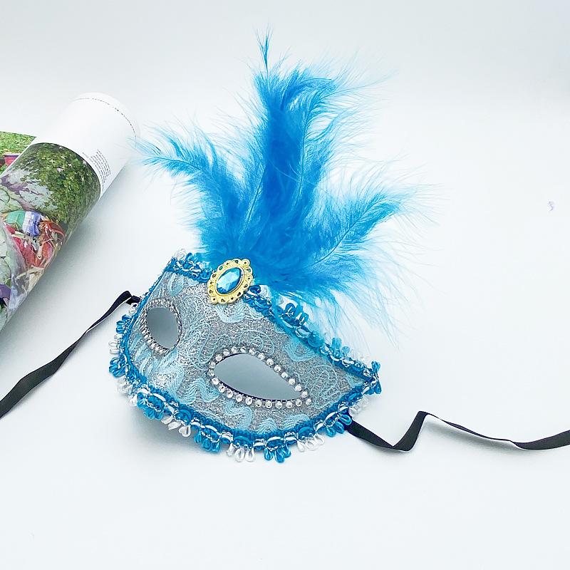 Mary Halloween props, cute princess feather masks, pink masquerade masks, half-face shows one size fits all синій
Mary Halloween props, cute princess feather masks, pink masquerade masks, half-face shows one size fits all синій