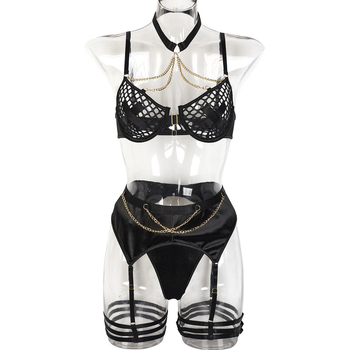 Эротическое белье, женское нижнее белье с большой сеткой, выдолбленное крестообразное нашивка на груди, металлическая цепочка, забавное нижнее белье, комплект из трех предметов L
Эротическое белье, женское нижнее белье с большой сеткой, выдолбленное крестообразное нашивка на груди, металлическая цепочка, забавное нижнее белье, комплект из трех предметов L