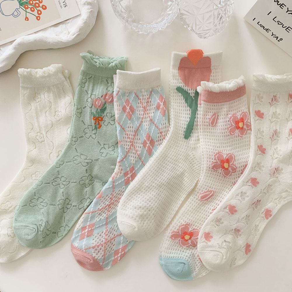 Breathable Summer Casual Japanese Tulip Flower Hosiery Cotton Women Mesh Socks Korean Style Socks F
Breathable Summer Casual Japanese Tulip Flower Hosiery Cotton Women Mesh Socks Korean Style Socks F