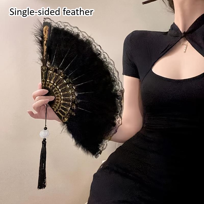 Elegant Black Feather Hand Fan | Retro Lace Fan with Pendant Tassel for Burlesque, Chinese Style Photoshoot & Party Decor,Summer
Elegant Black Feather Hand Fan | Retro Lace Fan with Pendant Tassel for Burlesque, Chinese Style Photoshoot & Party Decor,Summer