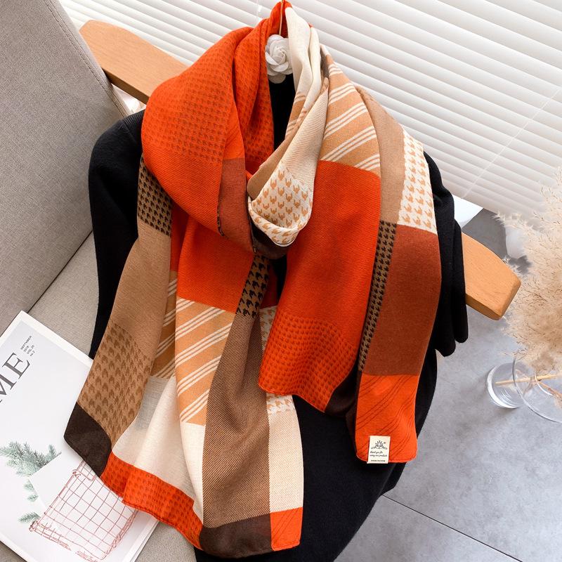 Korean Style Geometric Color Block Orange Scarf - Linen Feel, Autumn/Spring - Women s Neck Warmer Shawl 180x90 cm
Korean Style Geometric Color Block Orange Scarf - Linen Feel, Autumn/Spring - Women s Neck Warmer Shawl 180x90 cm
