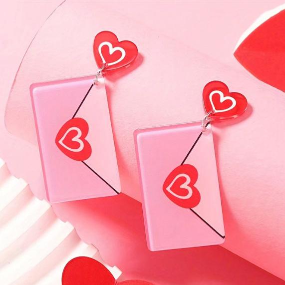 A pair of sweet and cute teenage pink acrylic love envelope earrings, suitable for Valentine s Day gift parties рожевий
A pair of sweet and cute teenage pink acrylic love envelope earrings, suitable for Valentine s Day gift parties рожевий