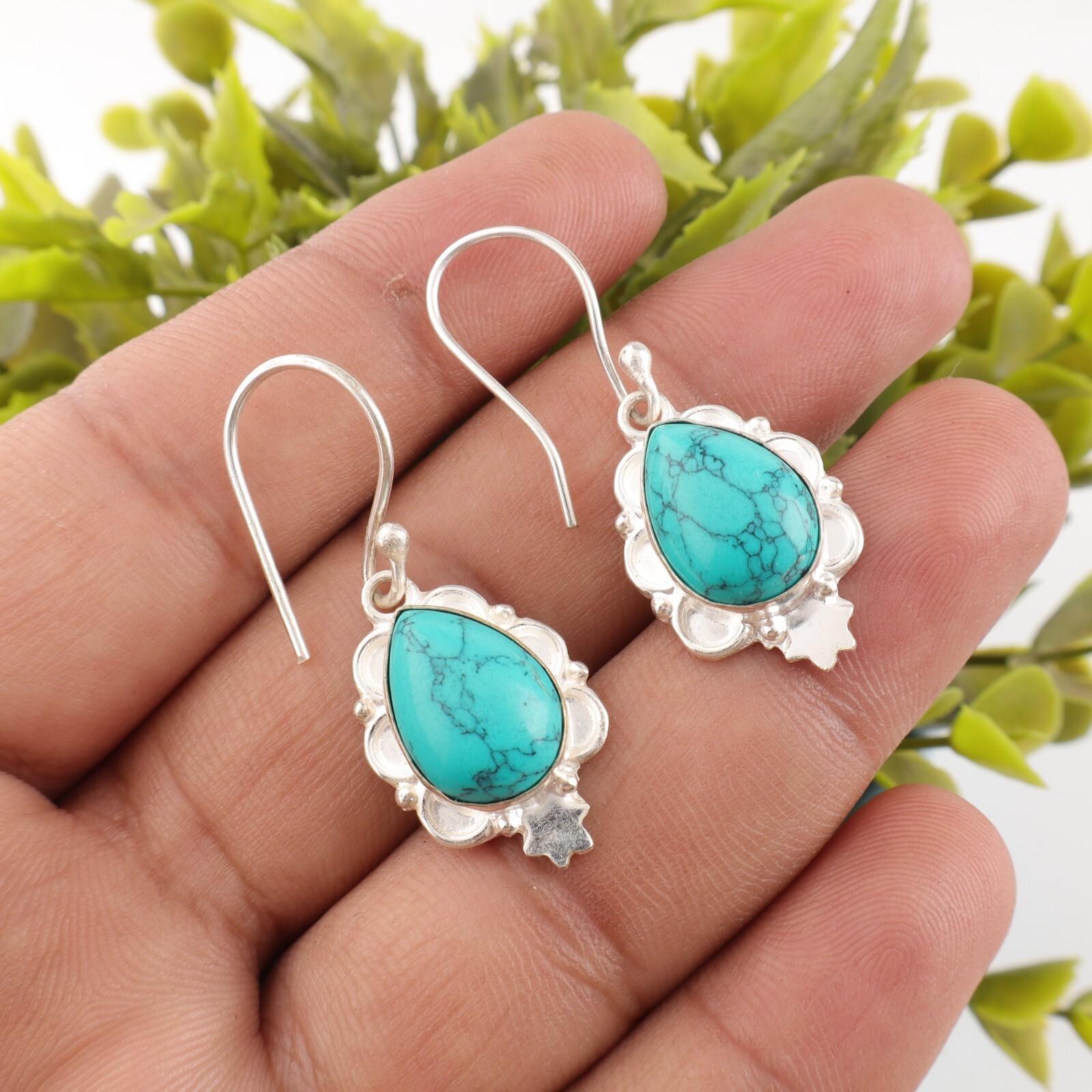 Blue Turquoise Gemstone 925 Stamped Silver Jewelry Handmade Girls Earrings 1.6 EE-163-23
Blue Turquoise Gemstone 925 Stamped Silver Jewelry Handmade Girls Earrings 1.6 EE-163-23