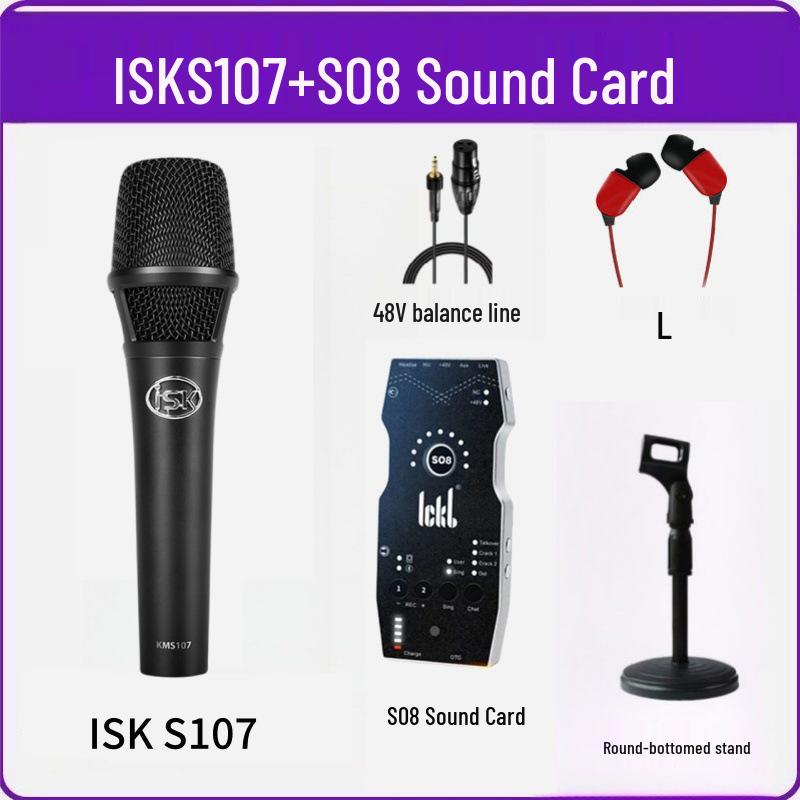 ISK S107 Condenser Microphone for Singing, Shouting, Mobile Phone, Computer, K Song, and Live Streaming.
ISK S107 Condenser Microphone for Singing, Shouting, Mobile Phone, Computer, K Song, and Live Streaming.