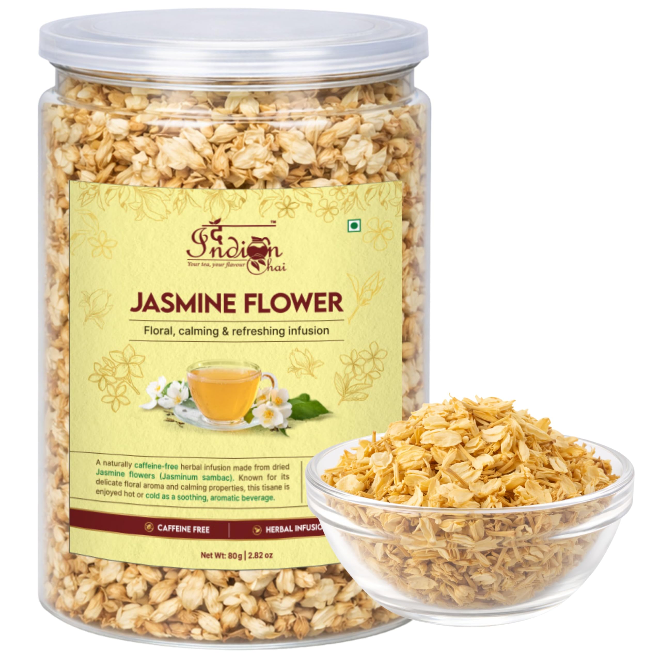 The Indian Chai - Jasmine Flower Herbal Infusion 80g | May Support Heart Wellness and Digestion | Caffeine Free Floral Tea
The Indian Chai - Jasmine Flower Herbal Infusion 80g | May Support Heart Wellness and Digestion | Caffeine Free Floral Tea