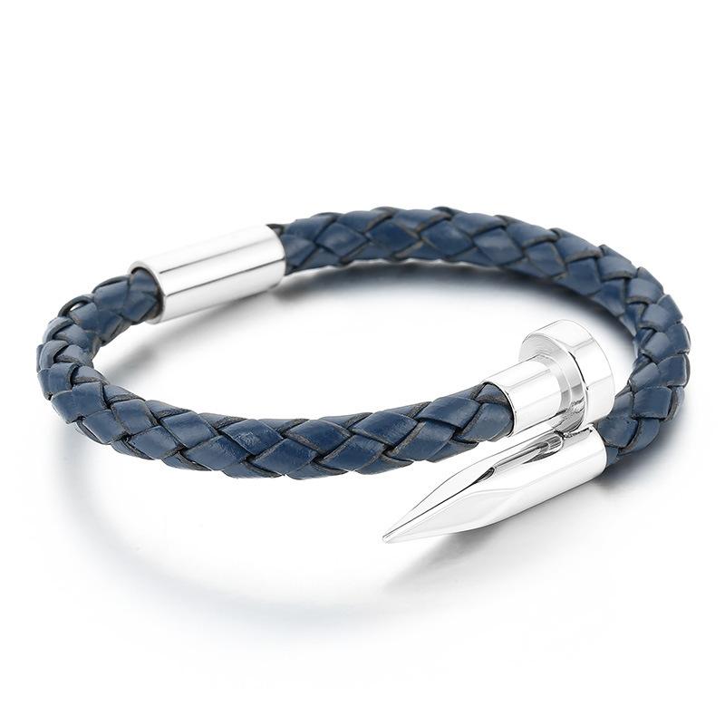 Cowhide Woven Nail Bracelet, Fashionable Men s Retro Magnetic Buckle Leather Bracelet Multi-color Optional 21CM
Cowhide Woven Nail Bracelet, Fashionable Men s Retro Magnetic Buckle Leather Bracelet Multi-color Optional 21CM