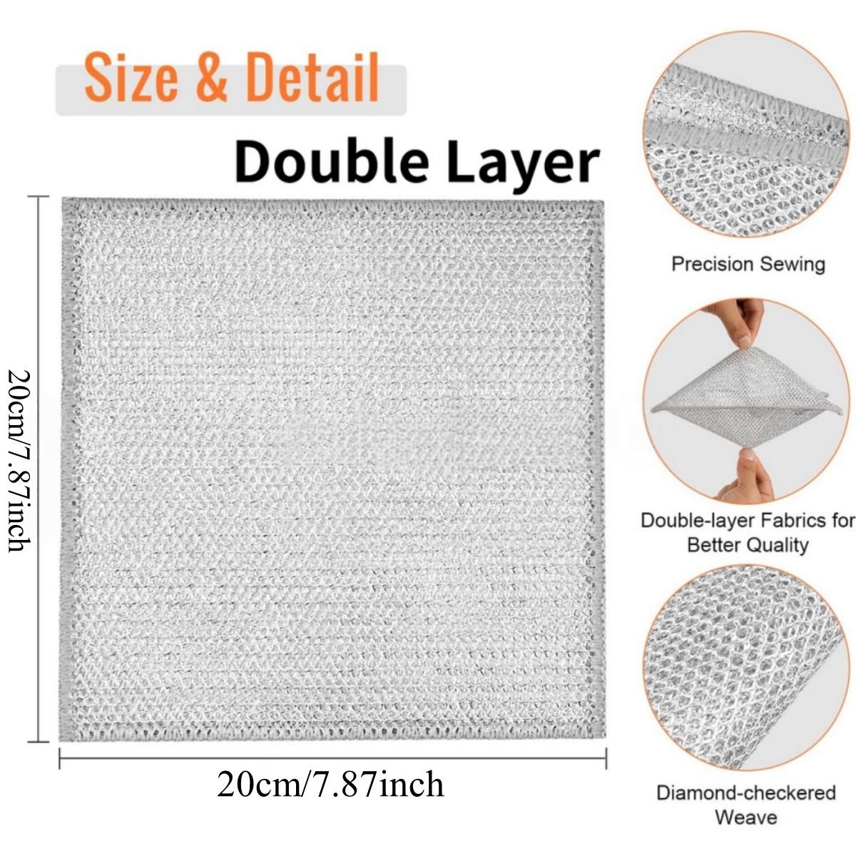 20pcs Triple-Layer Steel Wire Cleaning Cloths Dishwashing Rag, Durable Non Scratch Dish Rags for Washing Dishes 5pcs
20pcs Triple-Layer Steel Wire Cleaning Cloths Dishwashing Rag, Durable Non Scratch Dish Rags for Washing Dishes 5pcs