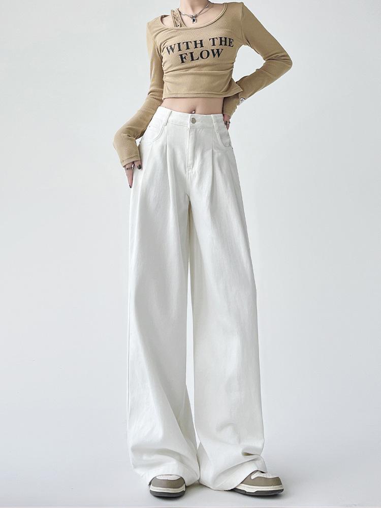 Women s Summer High Waist Wide Leg White Jeans - Pleated, Loose, Drapey, Mop-Style Long Pants M for 100-110 jin
Women s Summer High Waist Wide Leg White Jeans - Pleated, Loose, Drapey, Mop-Style Long Pants M for 100-110 jin