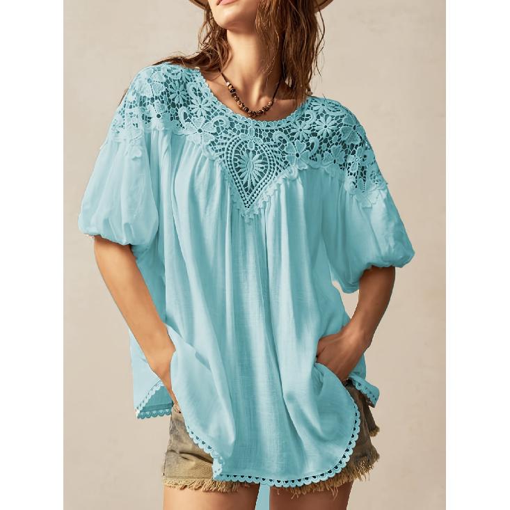Women s Solid Color Round Neck Lace Patchwork Puff Sleeve Top Loose Breathable Casual Daily Shirt Holiday Style Versatile Blouse S зелёный
Women s Solid Color Round Neck Lace Patchwork Puff Sleeve Top Loose Breathable Casual Daily Shirt Holiday Style Versatile Blouse S зелёный