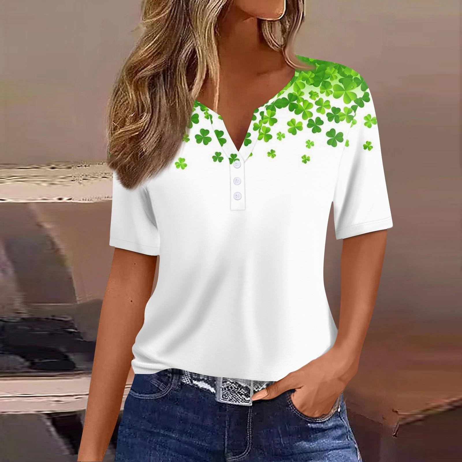 Женская повседневная одежда St. Футболка с короткими рукавами и V-образным вырезом, декоративными пуговицами и принтом ко Дню Святого Патрика XL
Женская повседневная одежда St. Футболка с короткими рукавами и V-образным вырезом, декоративными пуговицами и принтом ко Дню Святого Патрика XL