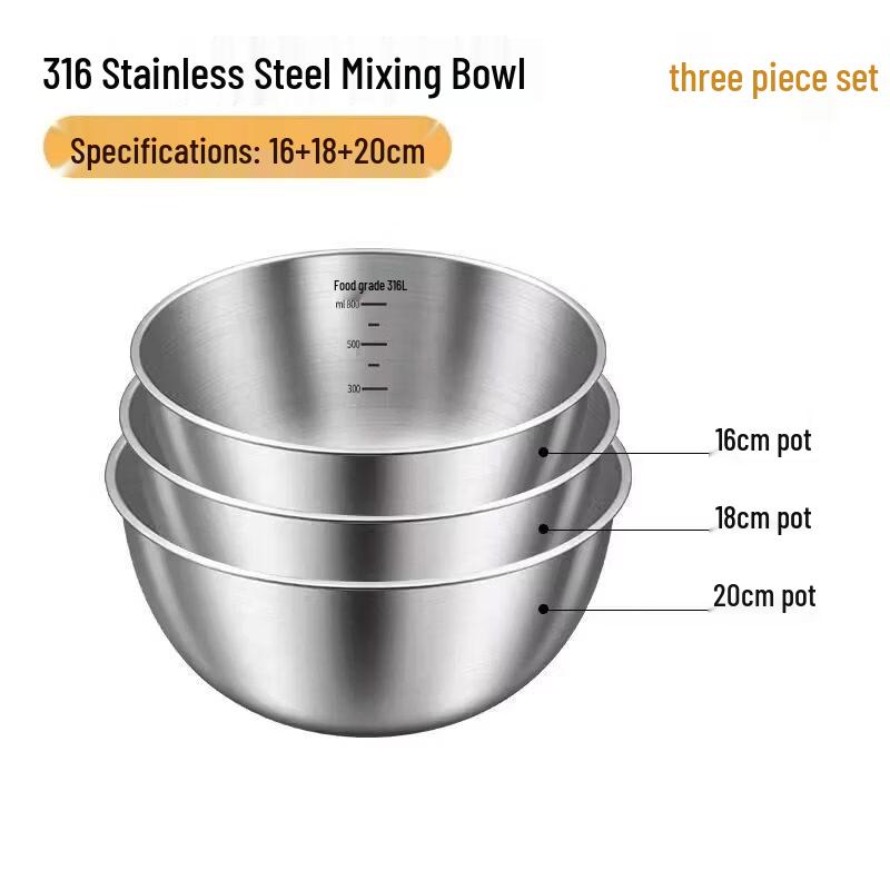 ZISIZ 316 Food-Grade Stainless Steel Mixing Bowl
ZISIZ 316 Food-Grade Stainless Steel Mixing Bowl