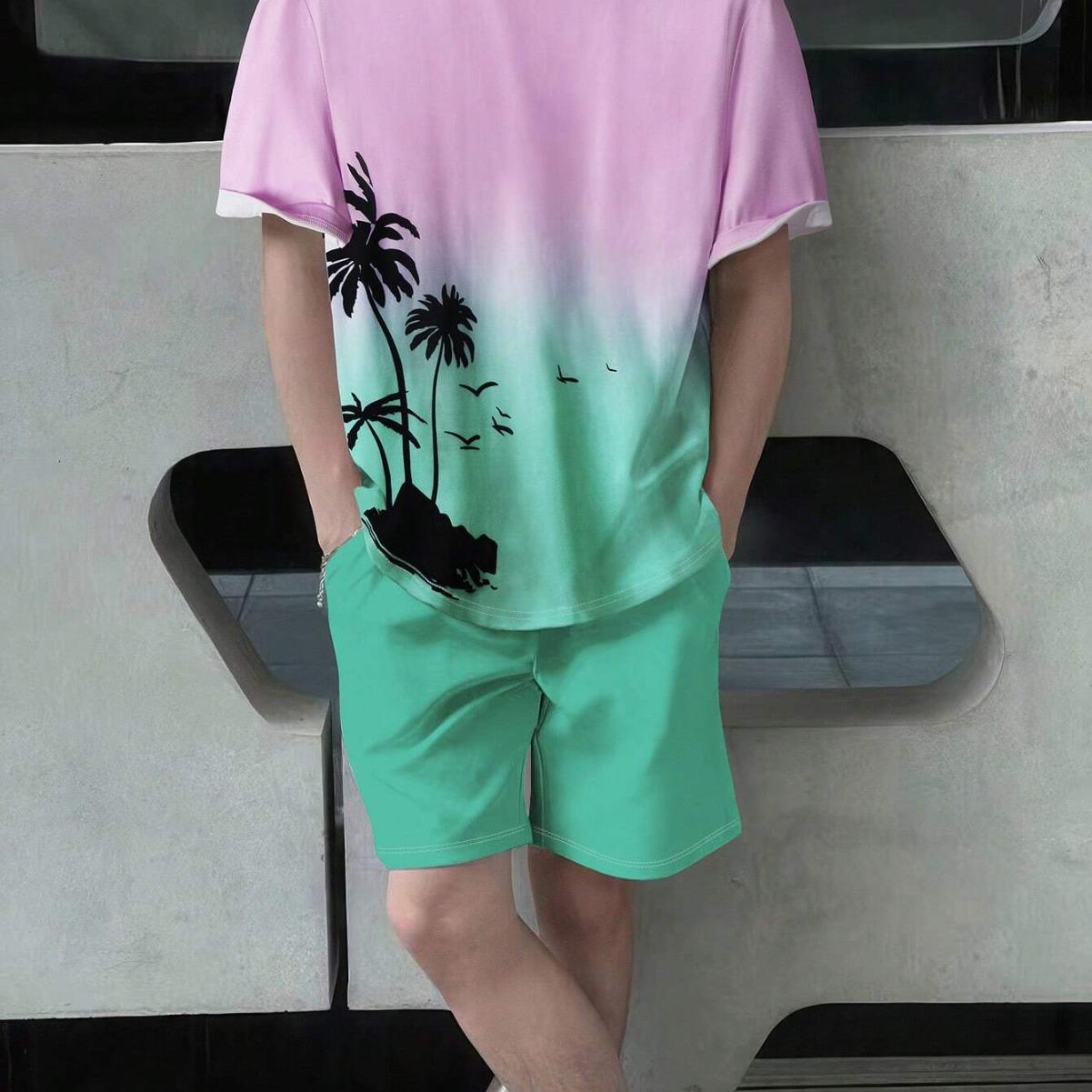 Men s Summer Sports Short Sleeve Top Shorts Set Plus Size 2-piece Set Comfortable Loose Breathable Beach Coconut Trees Design 3D Print Sports Wear S
Men s Summer Sports Short Sleeve Top Shorts Set Plus Size 2-piece Set Comfortable Loose Breathable Beach Coconut Trees Design 3D Print Sports Wear S