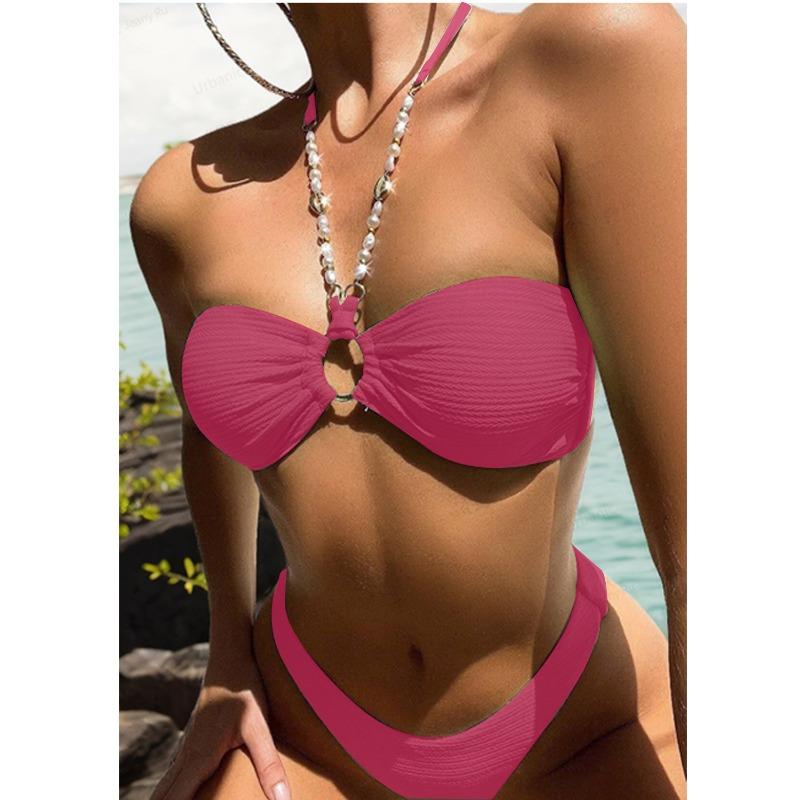 European and American New Fashion Hottie Bikini Sexy Neck Split Swimsuit Women s Solid Color Bikini Suit L рожевий
European and American New Fashion Hottie Bikini Sexy Neck Split Swimsuit Women s Solid Color Bikini Suit L рожевий