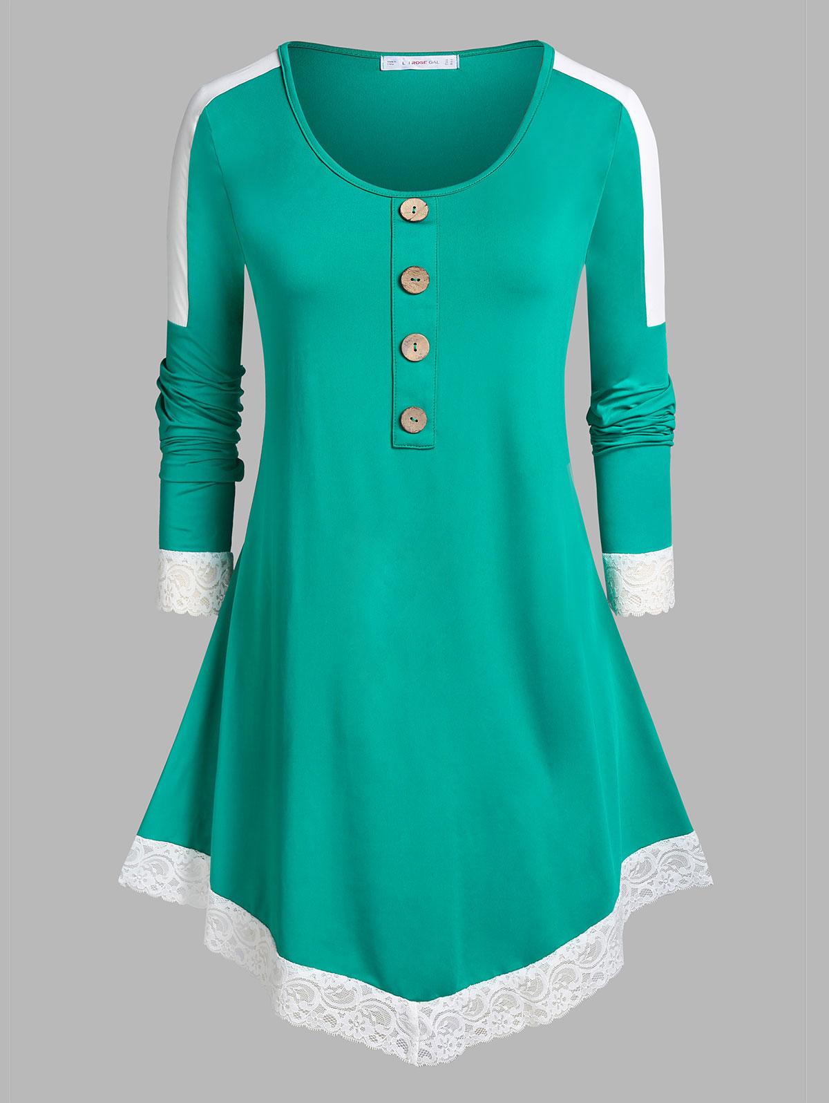 Rosegal Plus Size Двухцветная футболка нестандартной формы с кружевной отделкой 3XL глубокий/зелёный
Rosegal Plus Size Двухцветная футболка нестандартной формы с кружевной отделкой 3XL глубокий/зелёный