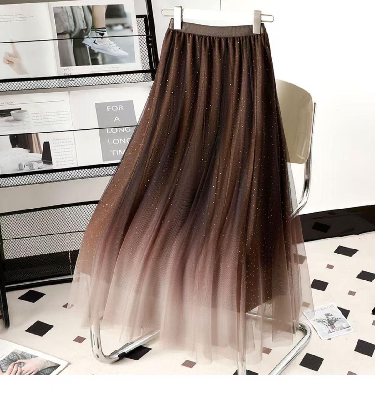 2025 Women s Starry Sky Sequin Gradient Mesh Skirt - High Waist, Mid-Length, Large Hem for Autumn/Winter Small кавовий
2025 Women s Starry Sky Sequin Gradient Mesh Skirt - High Waist, Mid-Length, Large Hem for Autumn/Winter Small кавовий