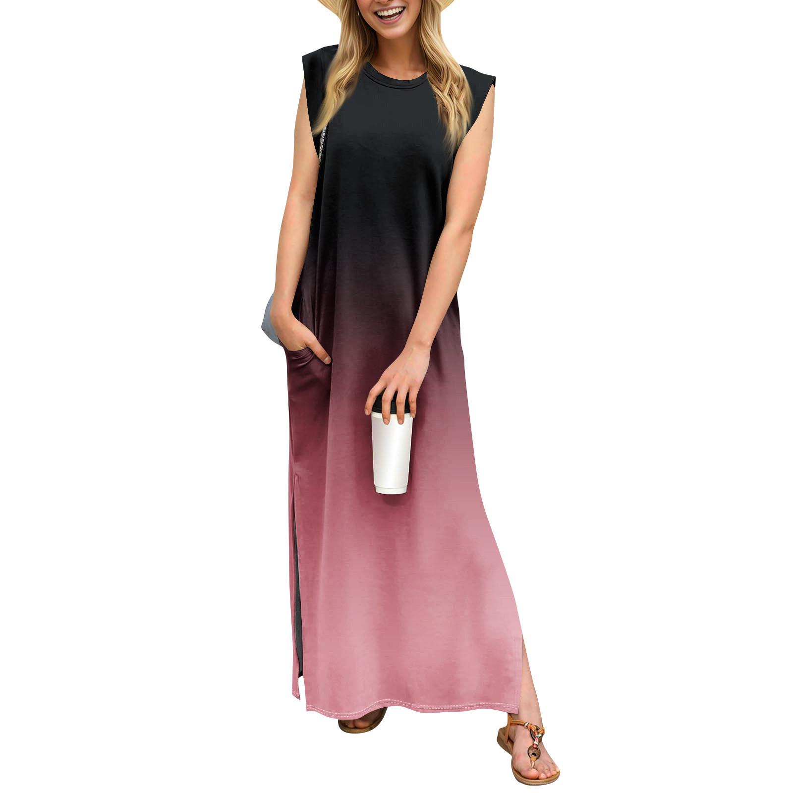 Summer Dresses For Women Round Neck Casual Loose Printing Split Wrinkle-Free Long Maxi Beach Dress With Pockets M рожевий
Summer Dresses For Women Round Neck Casual Loose Printing Split Wrinkle-Free Long Maxi Beach Dress With Pockets M рожевий