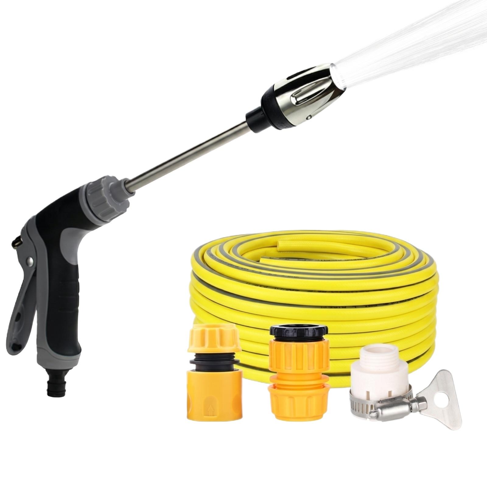 High Pressure Handheld Water Spray Gun with 50ft Hose and Multiple Connectors for Garden Cleaning Car Washing and Outdoor Use
High Pressure Handheld Water Spray Gun with 50ft Hose and Multiple Connectors for Garden Cleaning Car Washing and Outdoor Use