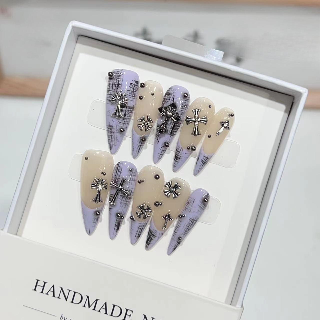 Nude French Purple Lavender Wear Nail Pure Handmade Fake Nail Patch Removable Nail Art extra small XS
Nude French Purple Lavender Wear Nail Pure Handmade Fake Nail Patch Removable Nail Art extra small XS