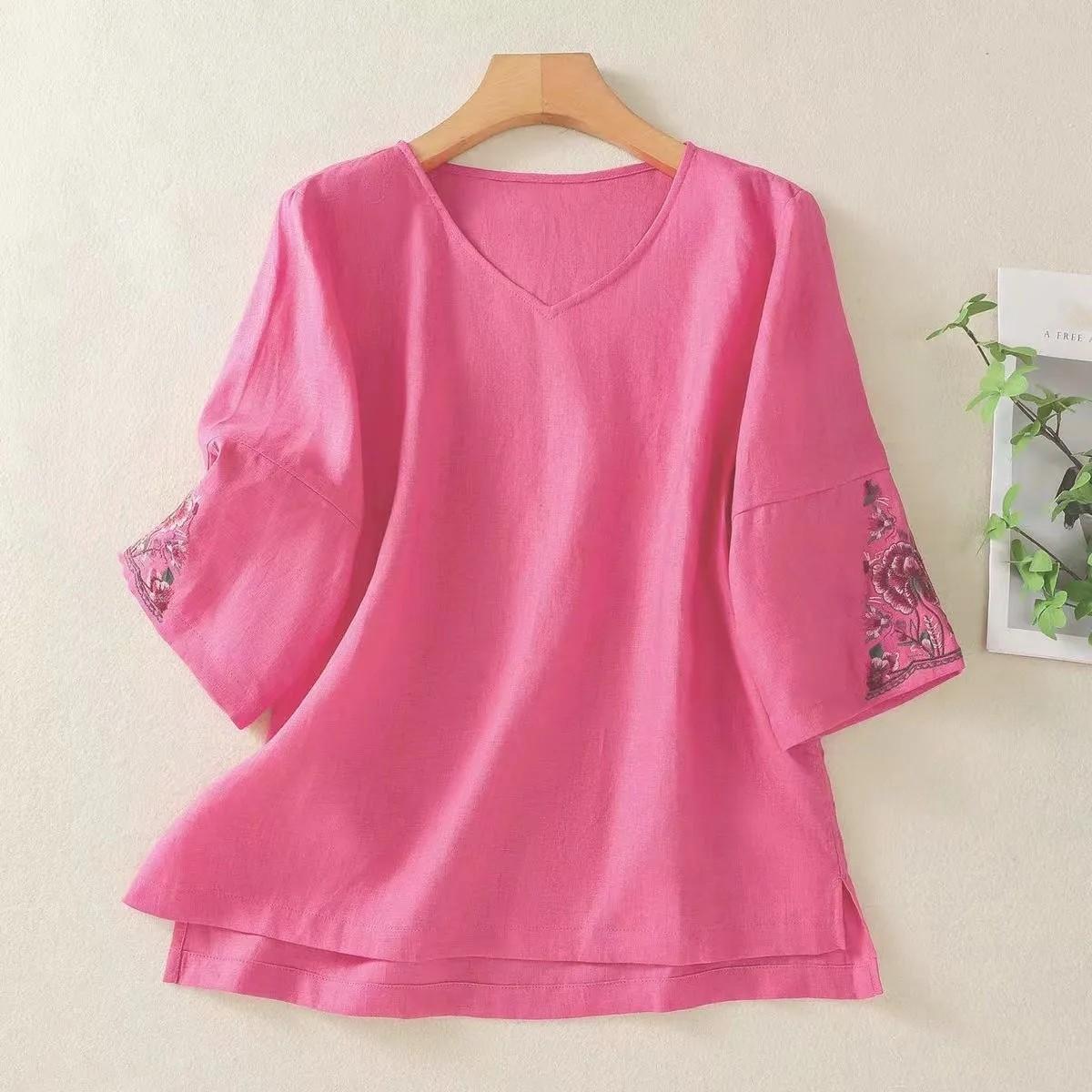 Женская летняя простая футболка с пятью рукавами и вышивкой для поездок на работу XS розы красного
Женская летняя простая футболка с пятью рукавами и вышивкой для поездок на работу XS розы красного