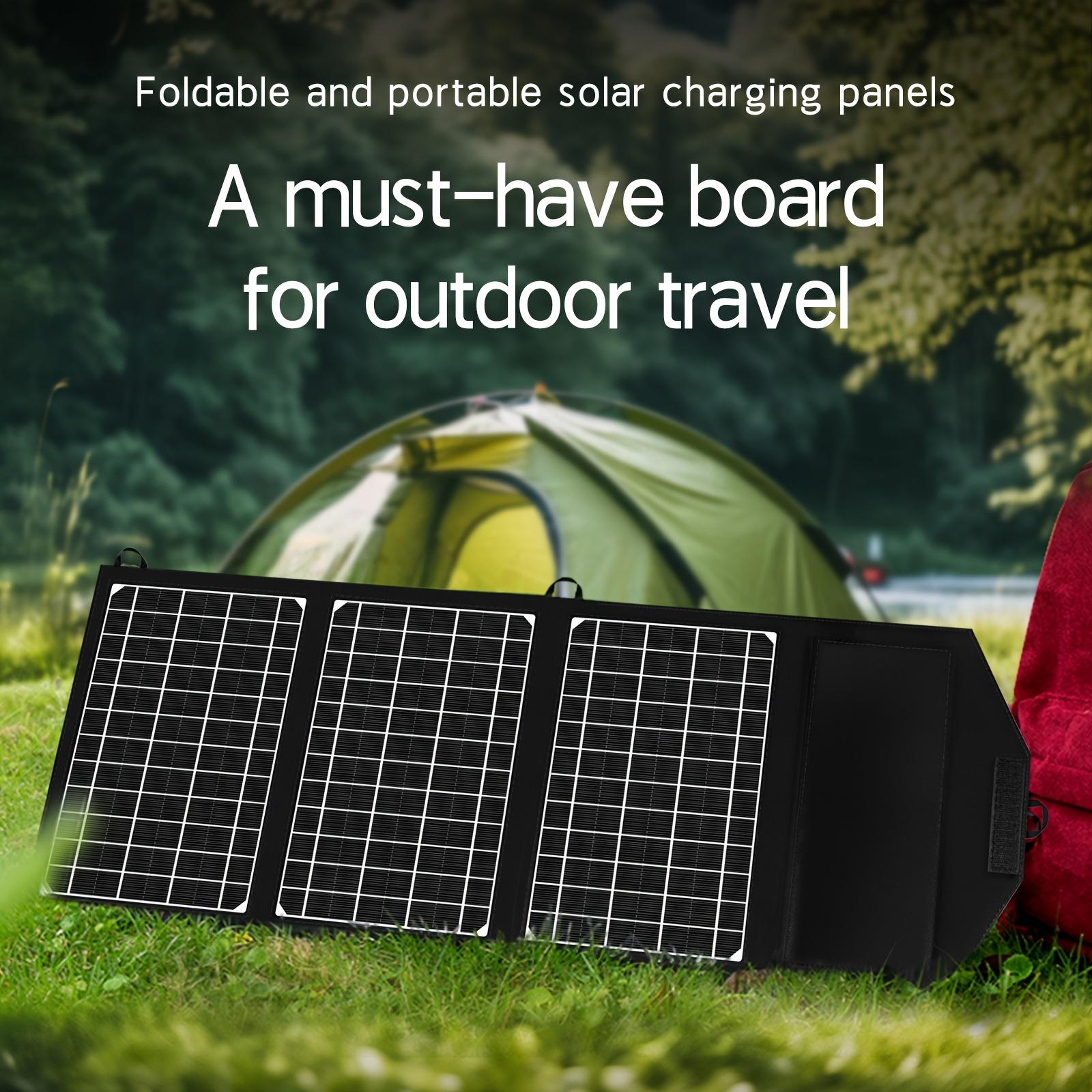 A foldable solar panel portable solar charger with dual USB ports, suitable for portable power stations, power banks,
A foldable solar panel portable solar charger with dual USB ports, suitable for portable power stations, power banks,