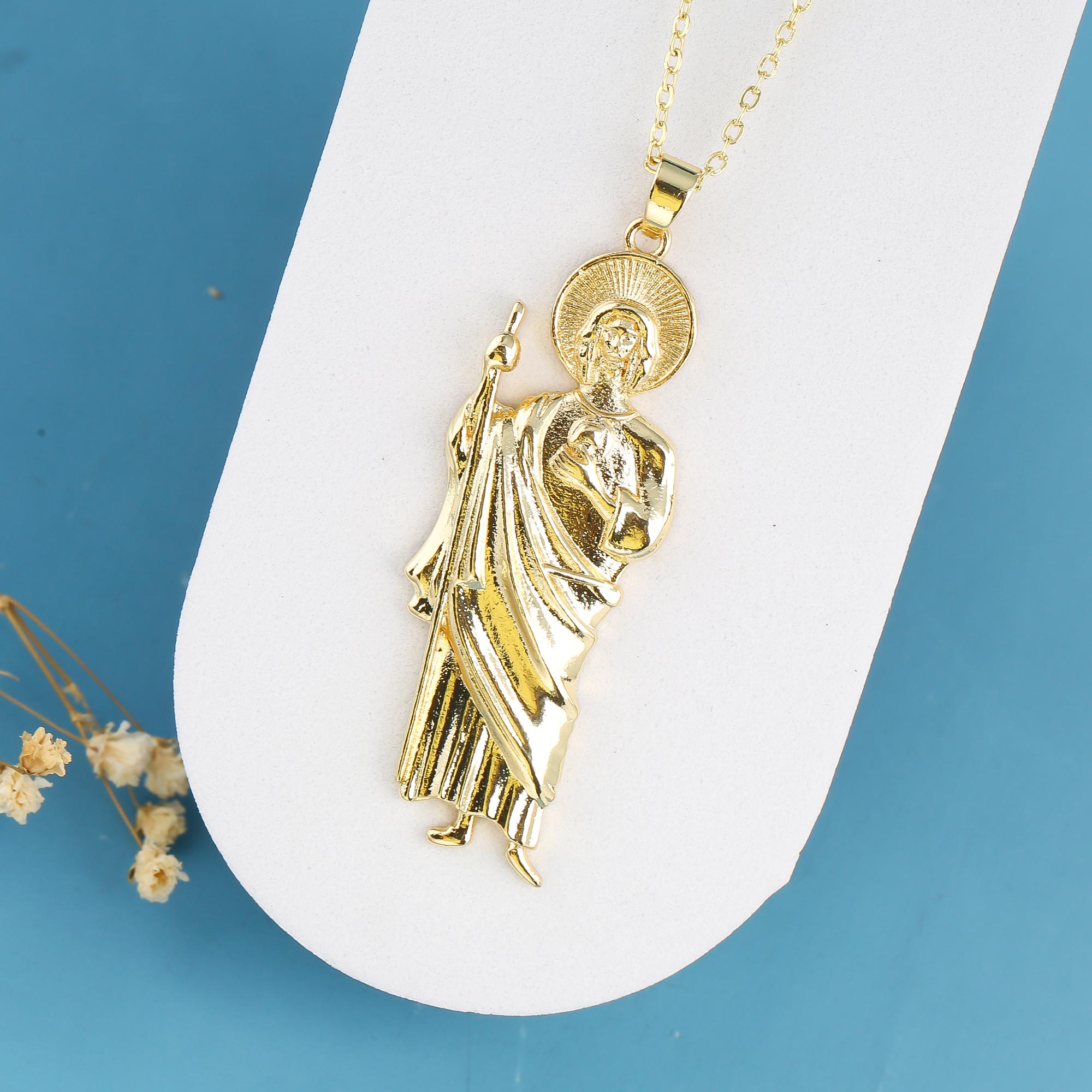 18K Gold Plated Religious Figures St. Jude Necklace Earrings Zircon Set Simple for Woman Christian Catholic Zircon Daily Wear
18K Gold Plated Religious Figures St. Jude Necklace Earrings Zircon Set Simple for Woman Christian Catholic Zircon Daily Wear