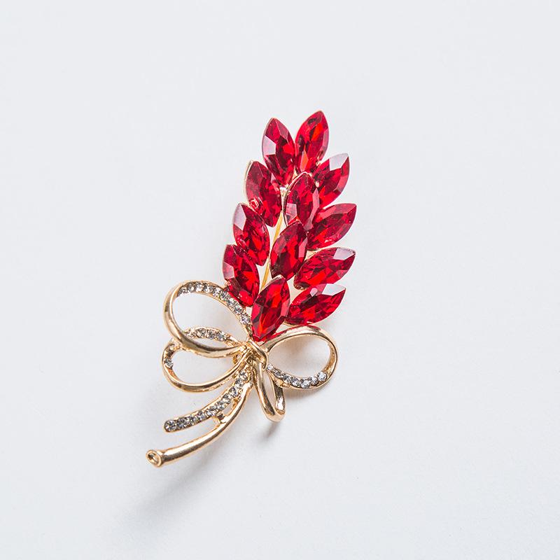 Кристальная брошь-бант с цирконами и стразами для шарфов и лацканов красный