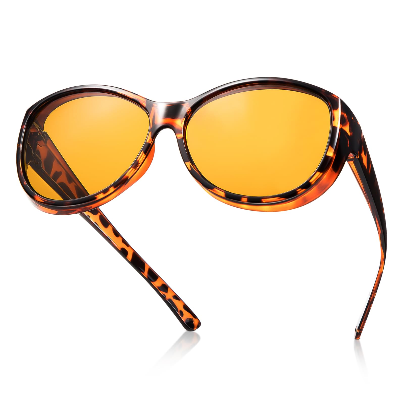 Солнцезащитные очки для вождения TINHAO День и Ночь Поляризованные с HD Ночным Дизайном Блики UV400 TR90 Включают Чехол и Ночное Видение, 2-сторонние (Очки поверх очков/Одинарные