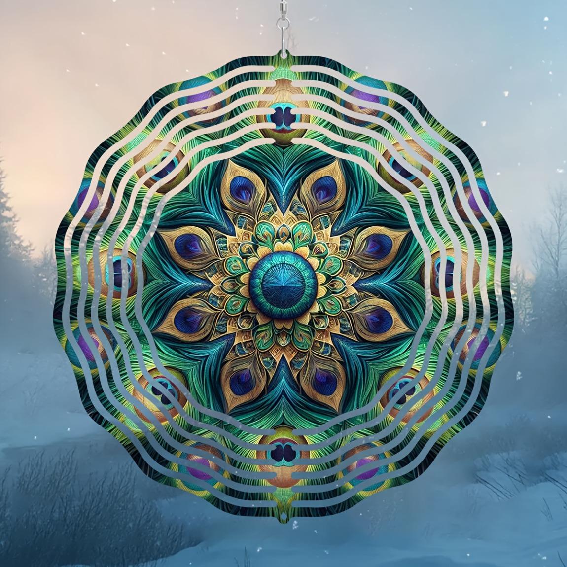 10 Inch 3D Laser Cut Metal Wind Spinner Geometric Peacock Feather Design 360 Rotating Hook Outdoor Indoor Garden Decor Housewarming Gift for Women Men 01A
10 Inch 3D Laser Cut Metal Wind Spinner Geometric Peacock Feather Design 360 Rotating Hook Outdoor Indoor Garden Decor Housewarming Gift for Women Men 01A