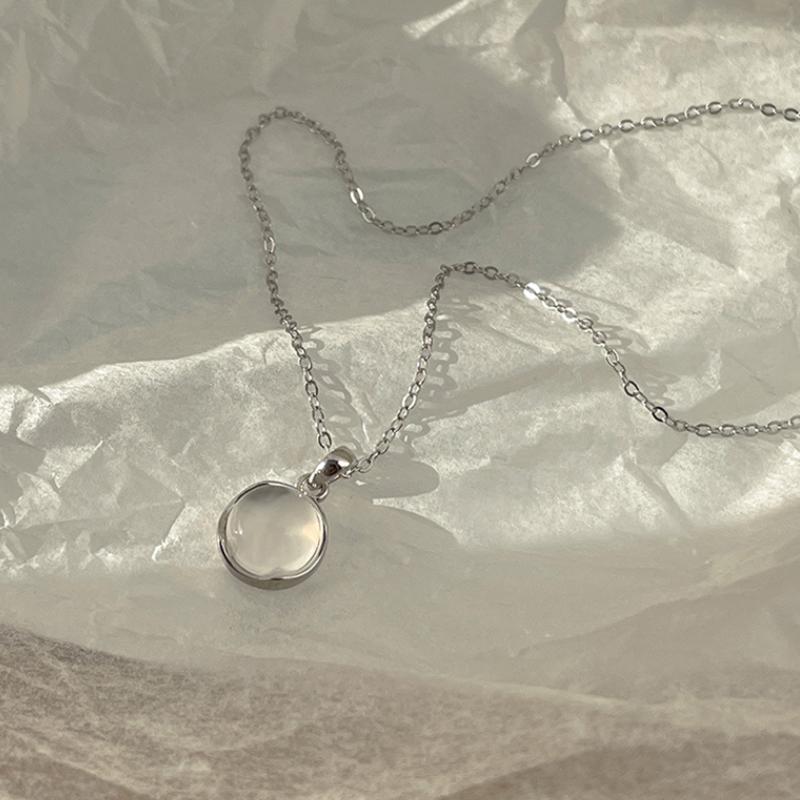 Popular 925 Silver Minimalist Chalcedony Necklace Geometric Circular White Agate Collarbone Chain Party Jewelry 45cm срібний
Popular 925 Silver Minimalist Chalcedony Necklace Geometric Circular White Agate Collarbone Chain Party Jewelry 45cm срібний