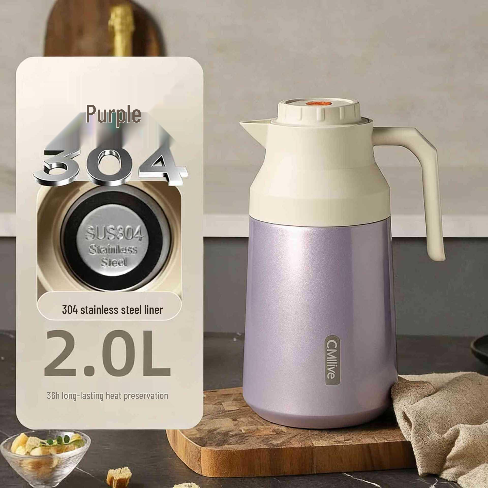 304 Stainless Steel Thermos Flask - Large Capacity Household Warm Water Bottle 2L фиолетовый
304 Stainless Steel Thermos Flask - Large Capacity Household Warm Water Bottle 2L фиолетовый