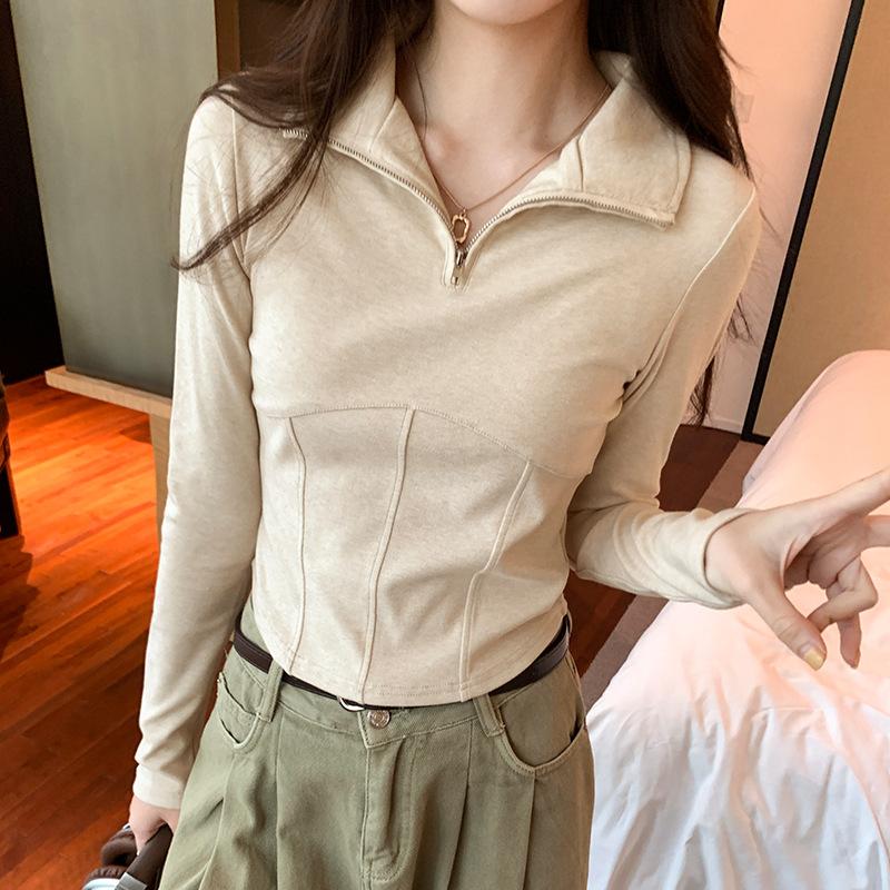 Весенняя футболка с длинным рукавом, с воротником поло, на молнии, шикарного дизайна «рыбья кость», базовая футболка для женщин с высокой талией и топом с открытым пупком XL
Весенняя футболка с длинным рукавом, с воротником поло, на молнии, шикарного дизайна «рыбья кость», базовая футболка для женщин с высокой талией и топом с открытым пупком XL