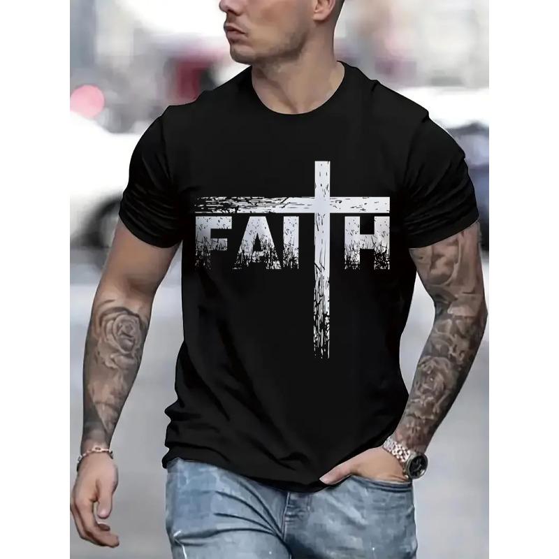 European sizes Faith Graphic Print T-Shirt For Men Casual Short Sleeve Tee Comfortable Crew Neck, Soft Adorable Tees Tops 4XL чорний
European sizes Faith Graphic Print T-Shirt For Men Casual Short Sleeve Tee Comfortable Crew Neck, Soft Adorable Tees Tops 4XL чорний