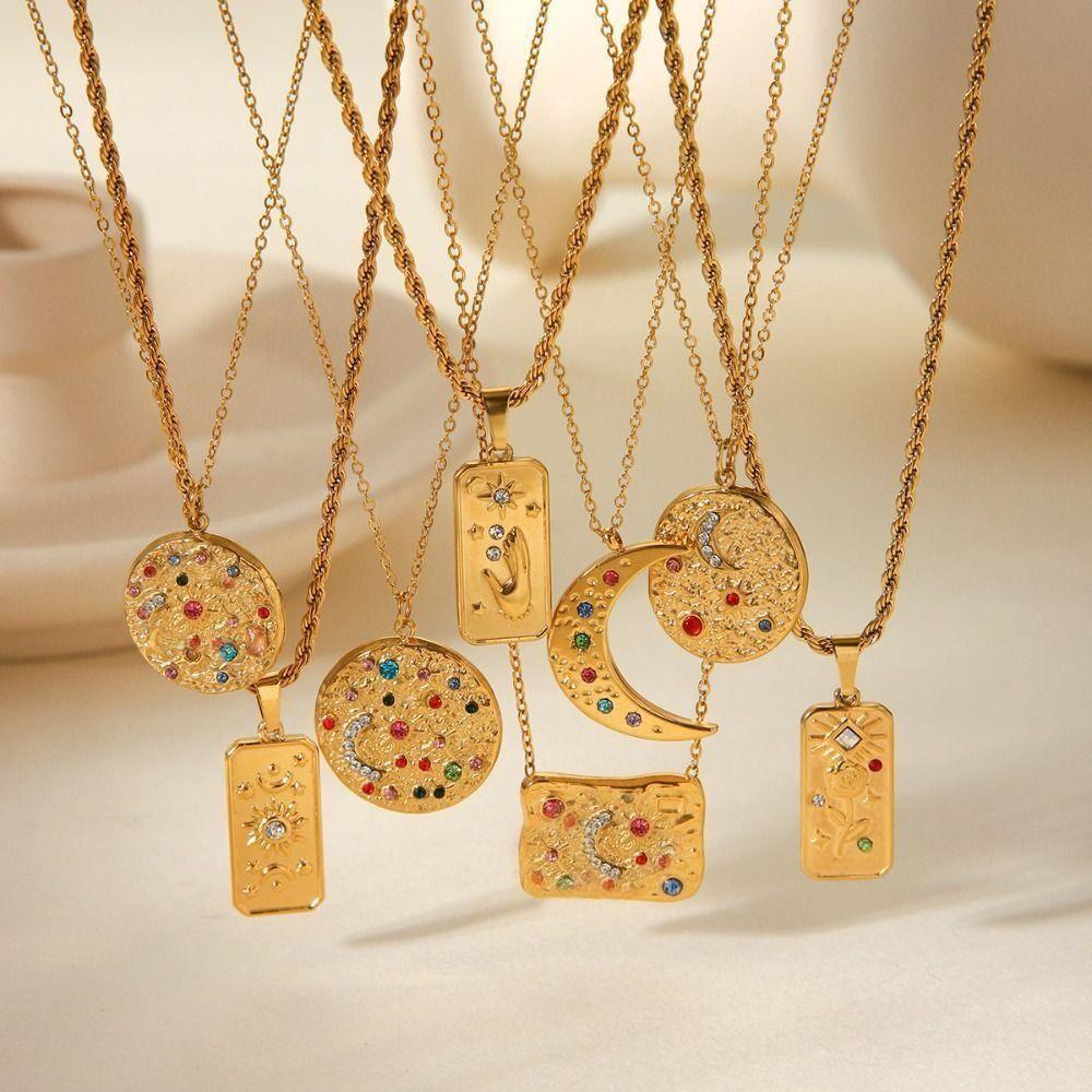 Gold Color Sun Moon Necklace Stainless Steel Rhinestone Necklace Fashion Geometric Necklace Style 6
Gold Color Sun Moon Necklace Stainless Steel Rhinestone Necklace Fashion Geometric Necklace Style 6
