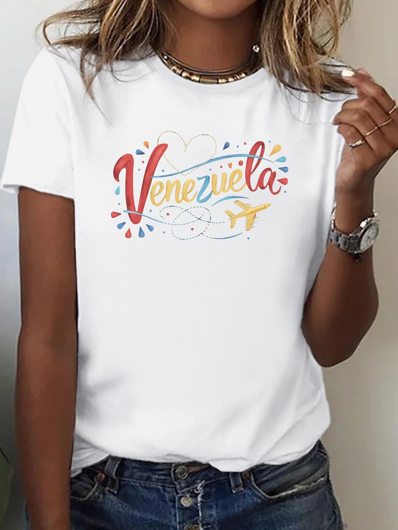 Womens Venezuela Graphic Print TShirt with Airplane Hearts Design Summer Short Sleeved Harajuku Streetwear Tops Tees S
Womens Venezuela Graphic Print TShirt with Airplane Hearts Design Summer Short Sleeved Harajuku Streetwear Tops Tees S