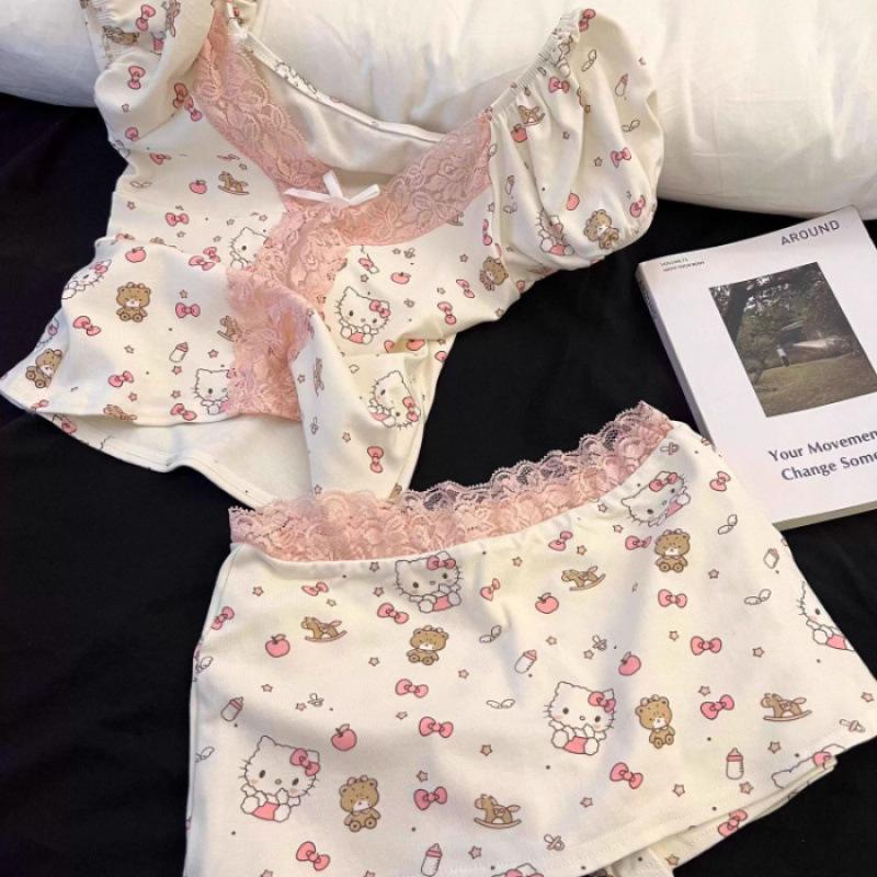 Internet celebrity KT cat lace pajamas women s summer hollow fake skirt bow lace pure desire wind sexy loungewear suit M
Internet celebrity KT cat lace pajamas women s summer hollow fake skirt bow lace pure desire wind sexy loungewear suit M