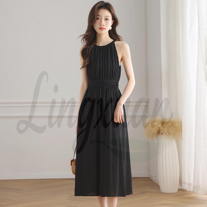 Black Chiffon Halter Neck Dress - Spring French Style, Petite A-line Skirt for Women Extra Large чорний
Black Chiffon Halter Neck Dress - Spring French Style, Petite A-line Skirt for Women Extra Large чорний