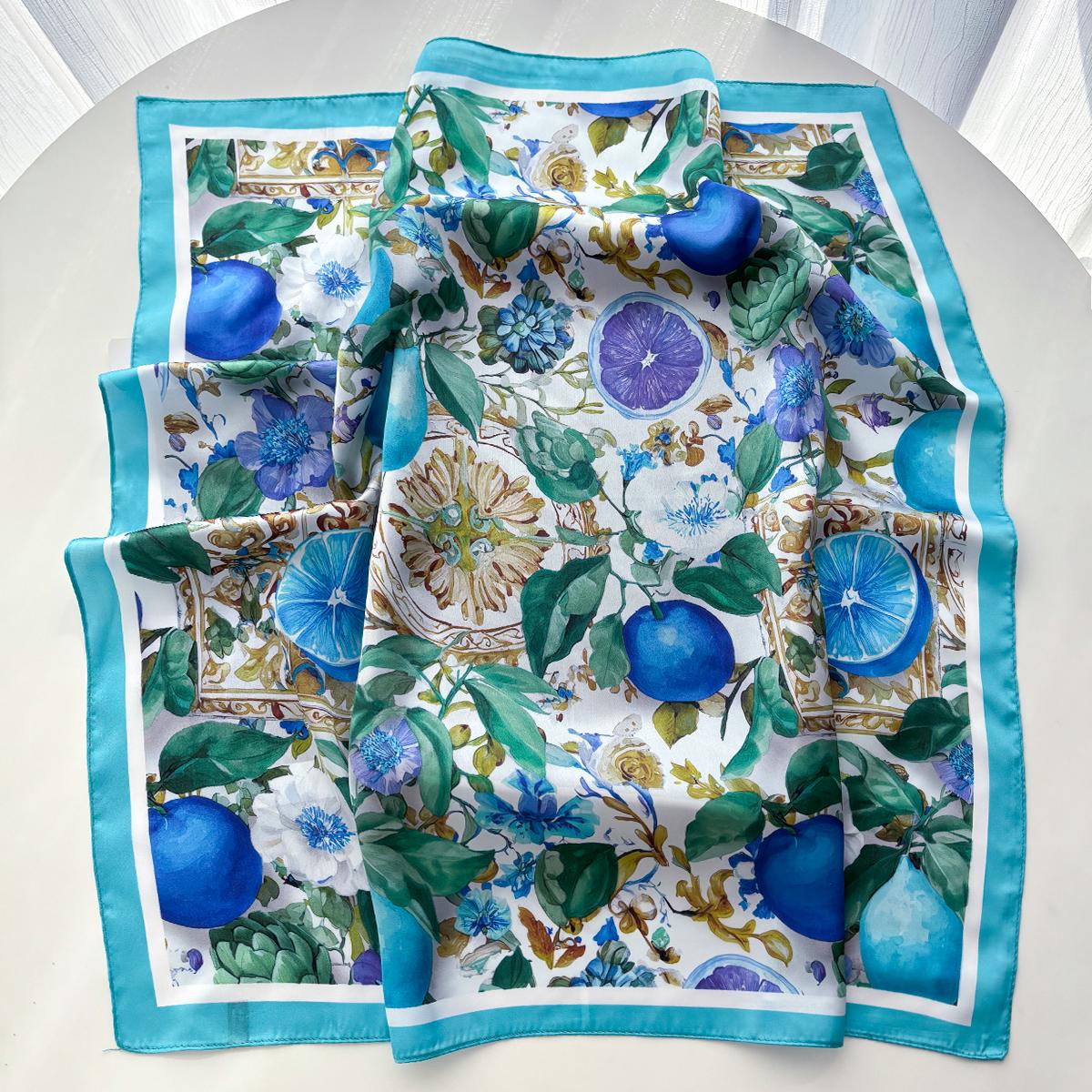 Fruit Printed Square Scarf For Women Fashion Imitation Silk Bandanas Hairband Luxury Hijab Neckerchief Elegant Shawl Wraps
Fruit Printed Square Scarf For Women Fashion Imitation Silk Bandanas Hairband Luxury Hijab Neckerchief Elegant Shawl Wraps
