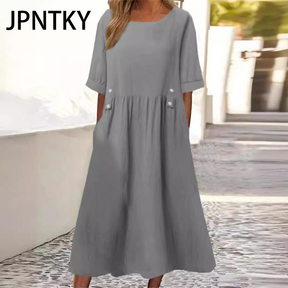 JPNTKY Женское свободное платье миди с двойными карманами, декором из пуговиц, круглым вырезом и коротким рукавом, летнее бохо-платье в стиле рабочей одежды XXXL серый
JPNTKY Женское свободное платье миди с двойными карманами, декором из пуговиц, круглым вырезом и коротким рукавом, летнее бохо-платье в стиле рабочей одежды XXXL серый