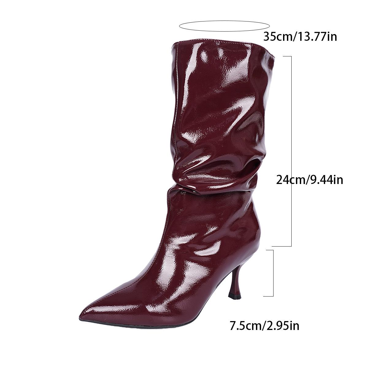 2025 Autumn/Winter Patent Leather Pointed Toe Stiletto Slim Boots - High Heel Fashion Plus Size Women s Short Boots 41 вина червоного кольору
2025 Autumn/Winter Patent Leather Pointed Toe Stiletto Slim Boots - High Heel Fashion Plus Size Women s Short Boots 41 вина червоного кольору