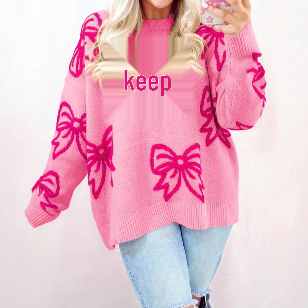 Women s Autumn Bow Print Round Neck Sweater - Casual European & American Style Long Sleeve Knit Top M
Women s Autumn Bow Print Round Neck Sweater - Casual European & American Style Long Sleeve Knit Top M