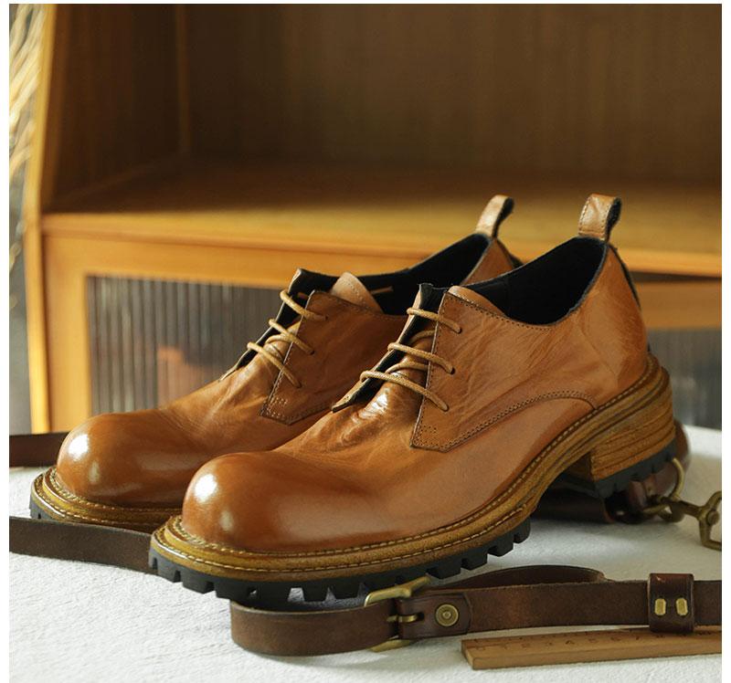 British square head horsehide retro low-top leather shoes trend thick bottom Goodyear leather bottom men s shoes 38 коричневий
British square head horsehide retro low-top leather shoes trend thick bottom Goodyear leather bottom men s shoes 38 коричневий
