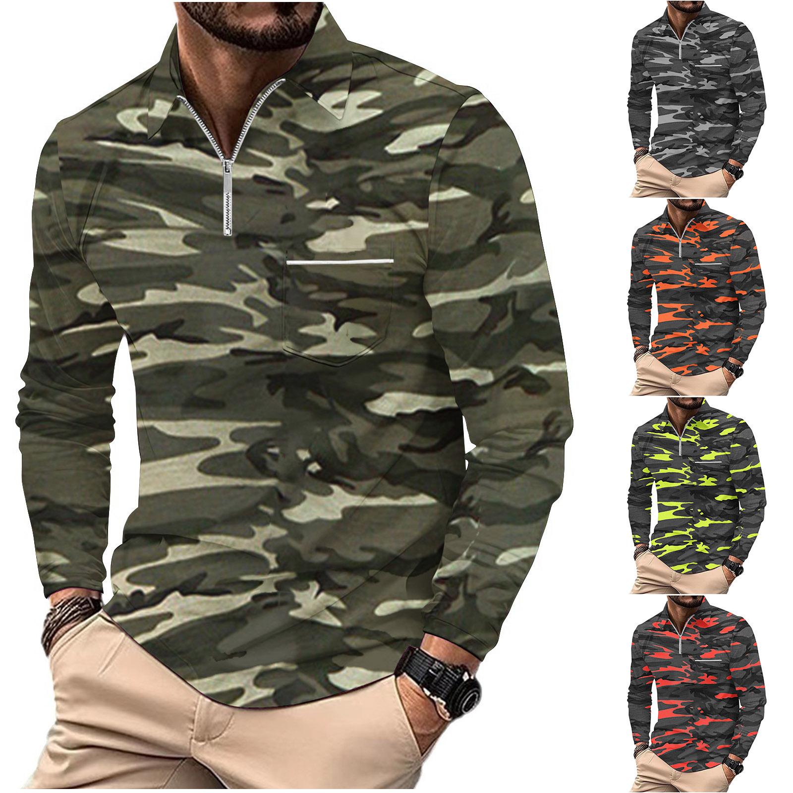 Men s Camouflage Sweatshirt Polo Shirt Zip Pocket Men s Long Sleeve Sports Polo S
Men s Camouflage Sweatshirt Polo Shirt Zip Pocket Men s Long Sleeve Sports Polo S