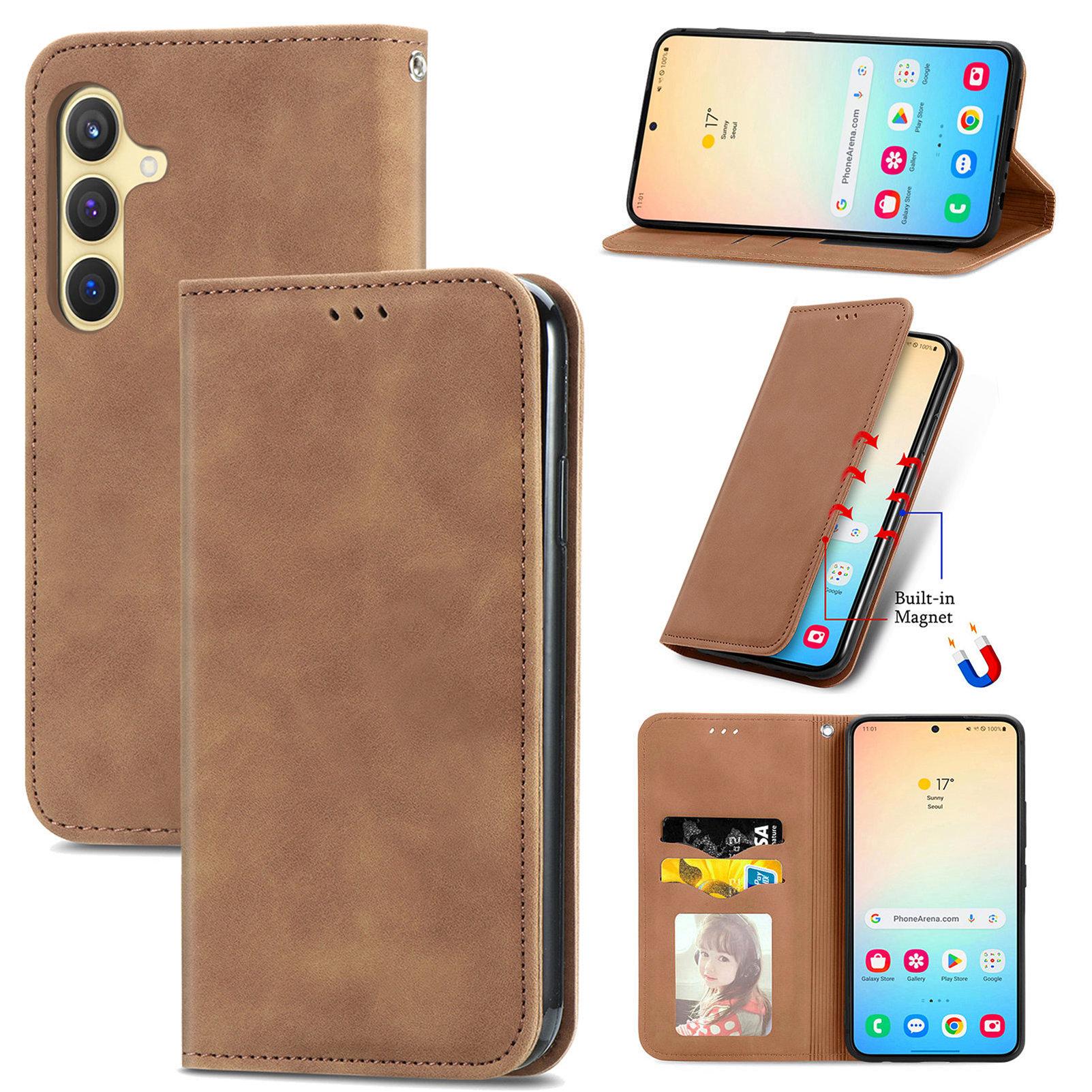 For Samsung Galaxy S25+ Leather Case with Card Holder Magnetic Absorption Phone Cover Brown
For Samsung Galaxy S25+ Leather Case with Card Holder Magnetic Absorption Phone Cover Brown